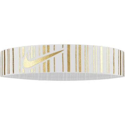 Nike Pro Metallic Headband - White/Metallic Gold (2021)