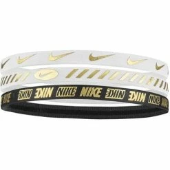 Nike Metallic Hairbands (Pack Of 3) - Black/White/Gold