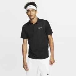 Nike Mens Advantage Knit Pattern Polo - Black