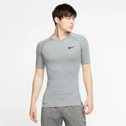 Nike Mens Pro Short Sleeve Tight Top - Smoke Grey