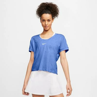 Nike Womens Dry Elevated Essential Short Sleeve Top - Royal Pulse/White