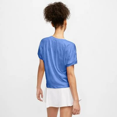 Nike Womens Dry Elevated Essential Short Sleeve Top - Royal Pulse/White - Image 2
