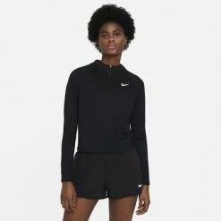 Nike Womens Victory Half Zip Tennis Top - Black