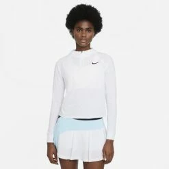 Nike Womens Victory Half Zip Tennis Top - White