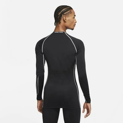 Nike Mens Tight Fit Long Sleeve Top - Black/White - Image 2