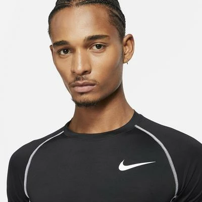 Nike Mens Tight Fit Long Sleeve Top - Black/White - Image 6