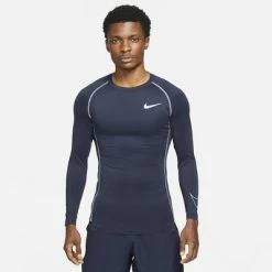 Nike Mens Tight Fit Long Sleeve Top - Obsidian