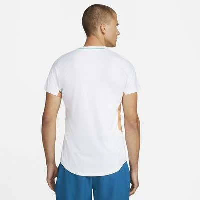 Nike Mens Tennis Tee - White/Hot Curry - Image 2