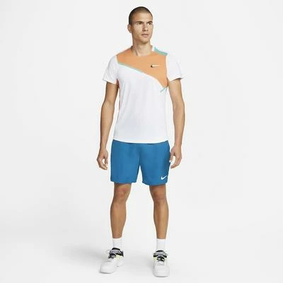 Nike Mens Tennis Tee - White/Hot Curry - Image 4