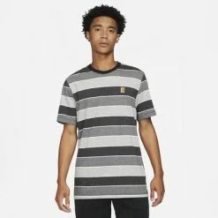 Nike Mens Striped T-Shirt - Grey