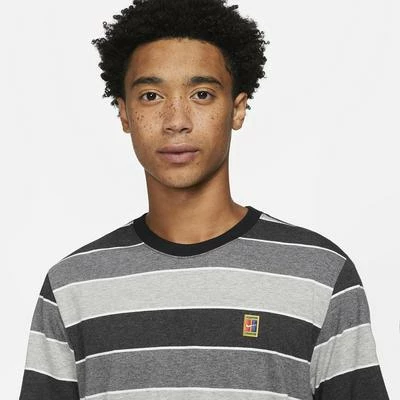 Nike Mens Striped T-Shirt - Grey - Image 3