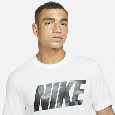 Nike Mens Dri-FIT Camo Training Shirt - White/Grey - Image 3