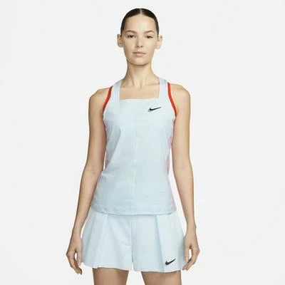 Nike Womens Dri-FIT Slam Tennis Tank - Glacier Blue/Team Orange