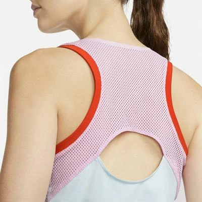 Nike Womens Dri-FIT Slam Tennis Tank - Glacier Blue/Team Orange - Image 3