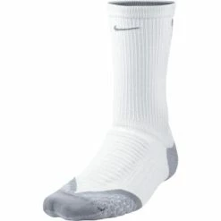Nike Elite Cushioned Crew Running Socks (1 Pair) - White/Grey