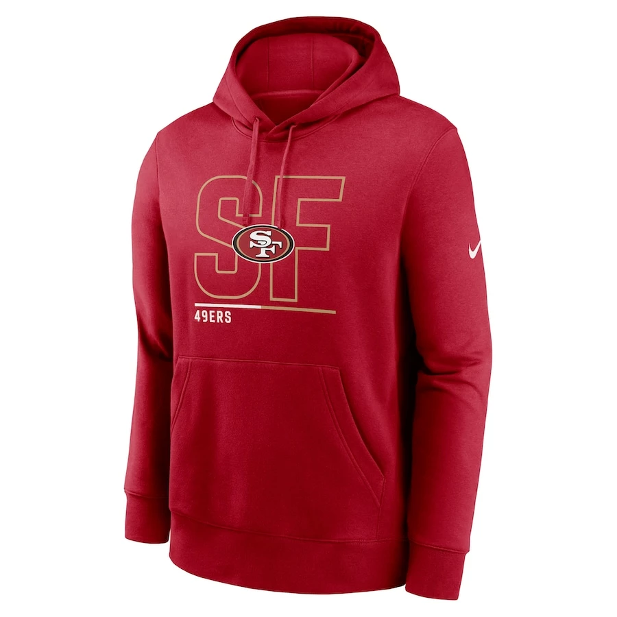Men's Nike Scarlet San Francisco 49ers City Code Club Fleece Pullover Hoodie - Image 2
