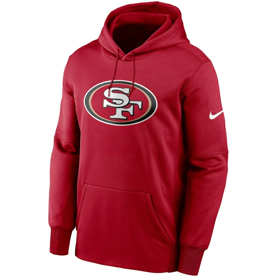 Men's Nike Scarlet San Francisco 49ers Fan Gear Primary Logo Therma Performance Pullover Hoodie - Image 2