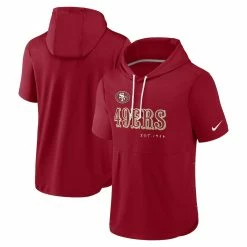 Men's Nike Scarlet San Francisco 49ers Short Sleeve Pullover Hoodie