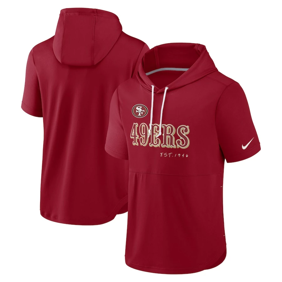 Men's Nike Scarlet San Francisco 49ers Short Sleeve Pullover Hoodie