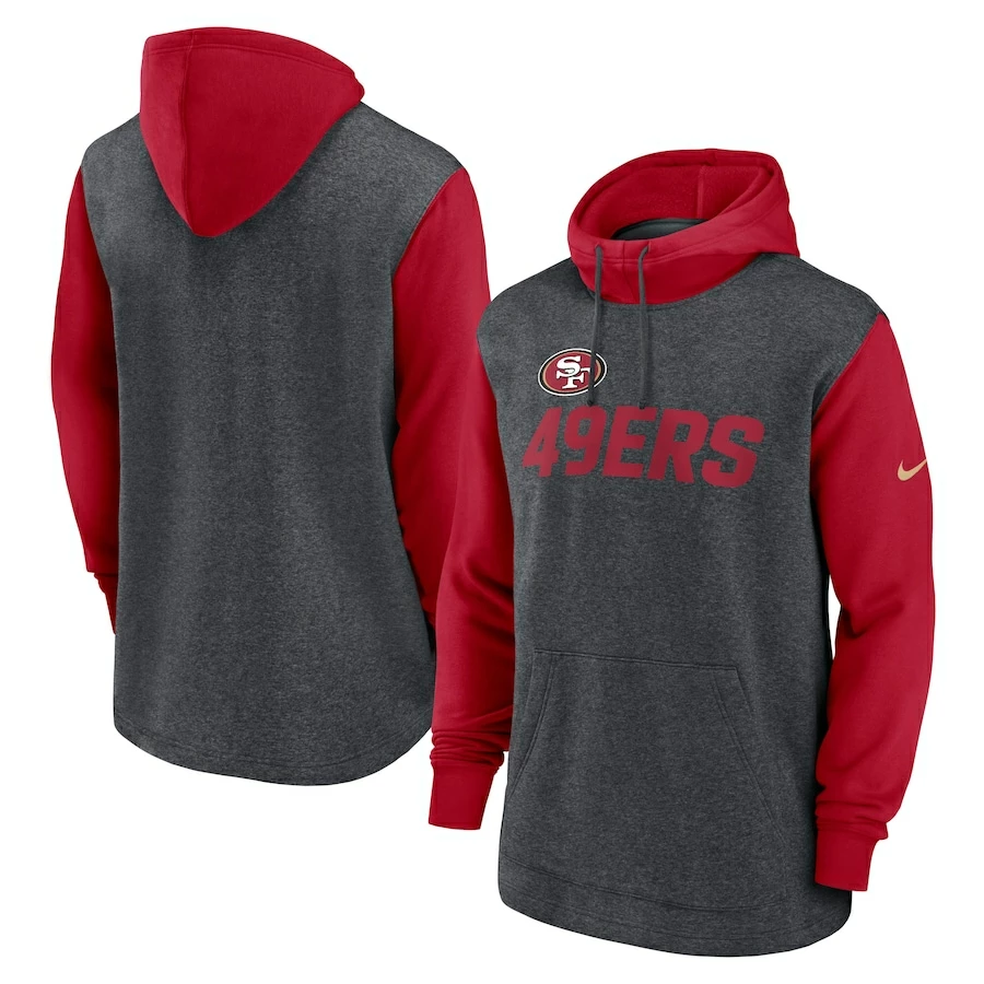 Men's Nike Heathered Charcoal/Scarlet San Francisco 49ers Surrey Legacy Pullover Hoodie
