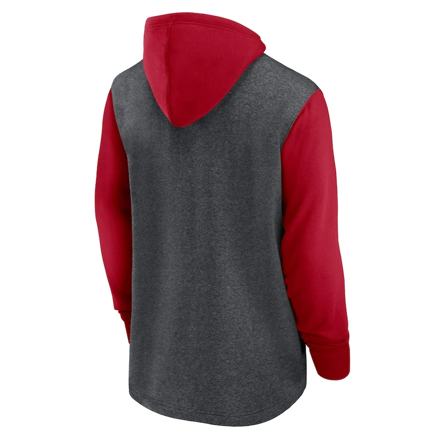 Men's Nike Heathered Charcoal/Scarlet San Francisco 49ers Surrey Legacy Pullover Hoodie - Image 3