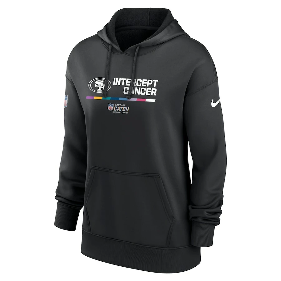 Women's Nike Black San Francisco 49ers 2022 NFL Crucial Catch Therma Performance Pullover Hoodie 4 Women's Nike Black San Francisco 49ers 2022 NFL Crucial Catch Therma Performance Pullover Hoodie - Image 2