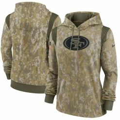Women's Nike Olive San Francisco 49ers 2021 Salute To Service Therma Performance Pullover Hoodie